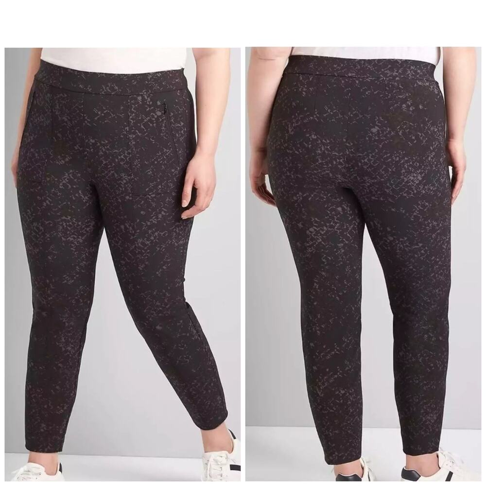 Lane Bryant Womens On The Go Slim Ankle Pant Plus Size 26 Black Viper Print NEW